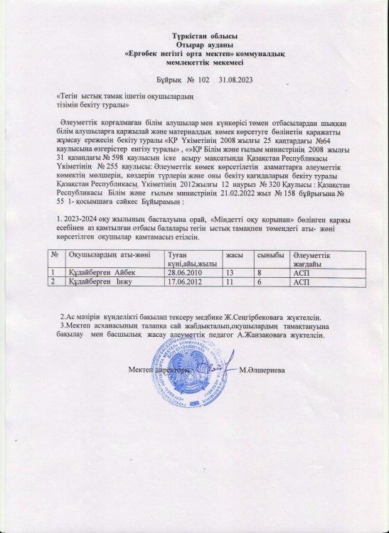 Ыстық тамақ ішетін оқушылардың бұйрықтары