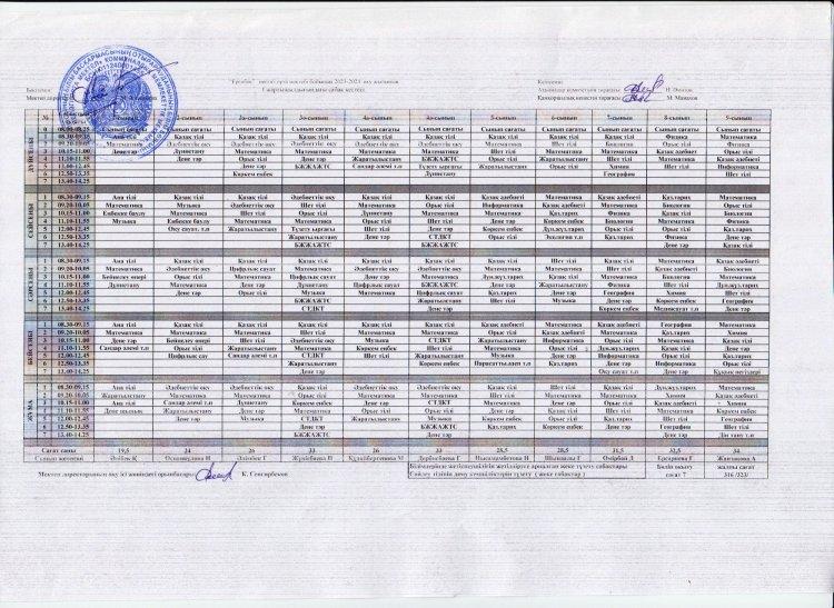 Сабақ кестесі